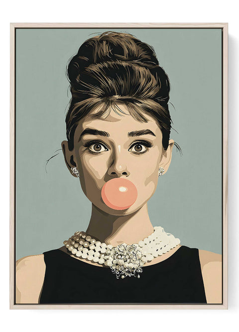 Audrey Hepburn Wall Art Print bubblegum