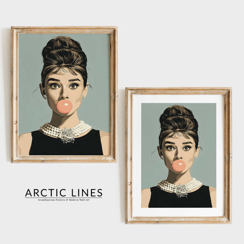 Audrey Hepburn black dress pearls print