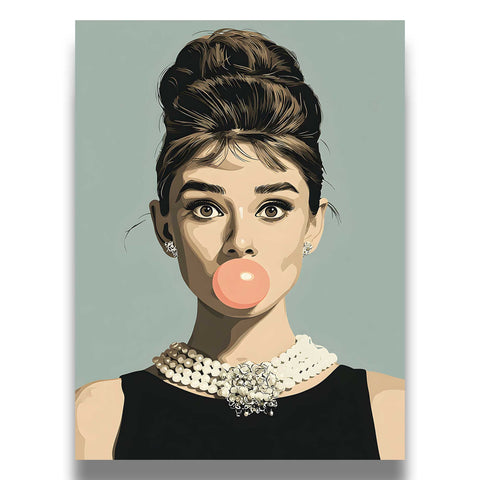 Audrey Hepburn pearl necklace poster