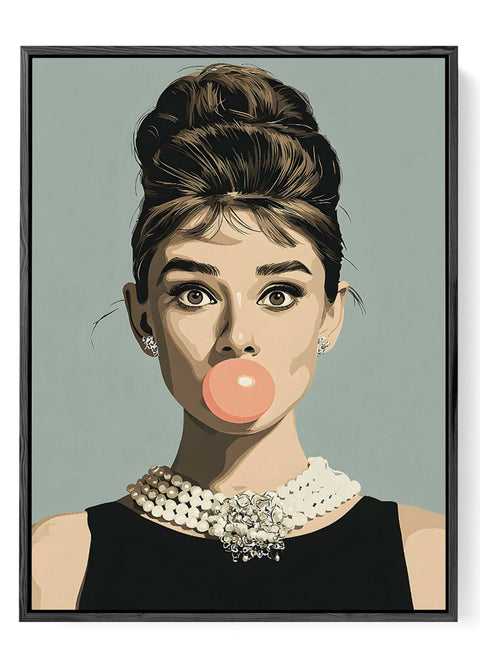 Audrey Hepburn pop art bubblegum portrait
