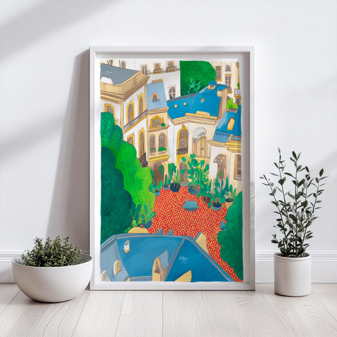 Authentic Garden Scene – Handmade Courtyard Reproduction
