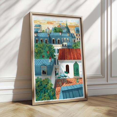 Authentic Paris Rooftop – Handmade Watercolor Reproduction
