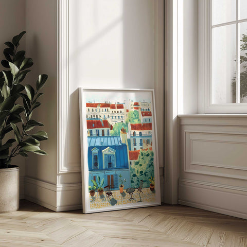 Authentic Paris Rooftop – Watercolor Reproduction
