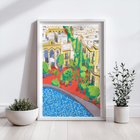 Authentic Rooftop View – Handmade Courtyard Reproduction
