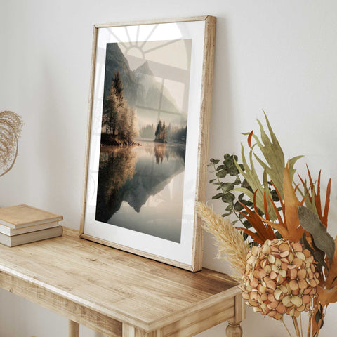 Autumn forest reflection alpine wall art