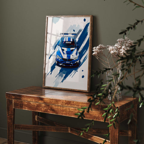 BMW M4 GT3 abstract poster for contemporary home styling