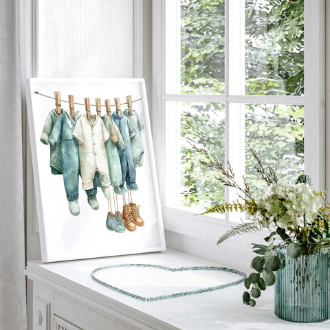 Baby outfit wall art nursery decor