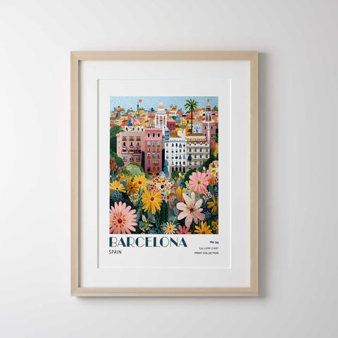 Barcelona wall art print colorful Spain city poster
