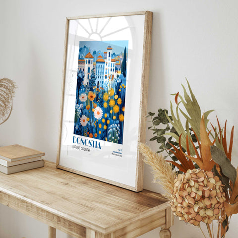 Basque Country travel poster style wall art