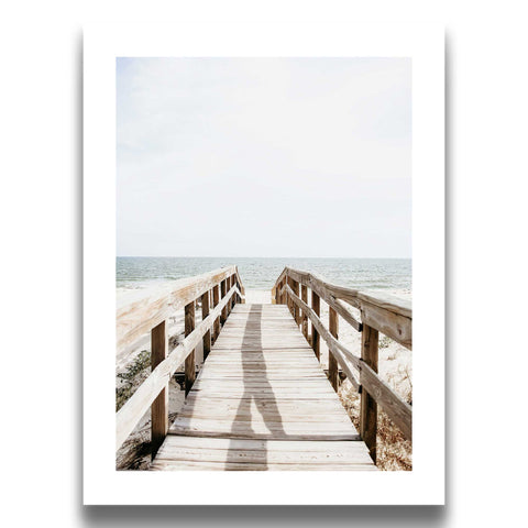 Beach boardwalk ocean view print