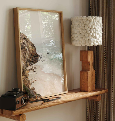 Beach landscape cliffs rocks print