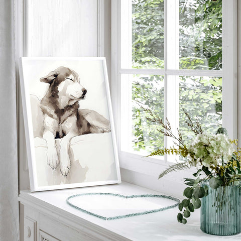 Beagle dog portrait neutral decor