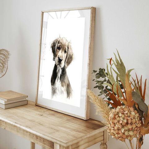 Beagle dog portrait watercolor nursery art