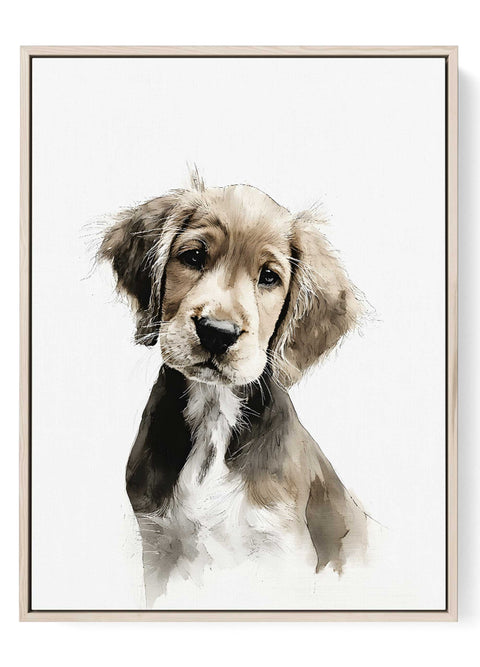 Beagle puppy watercolor portrait wall art