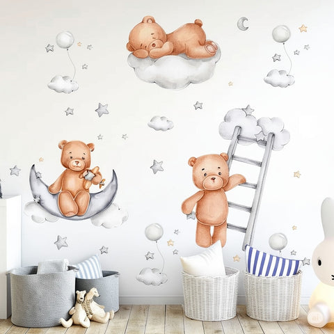 Bear Climbing Ladder Wall Sticker