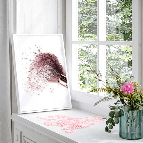 Makeup Magic Poster - Luxe Cosmetic Brush and Powder Explosion