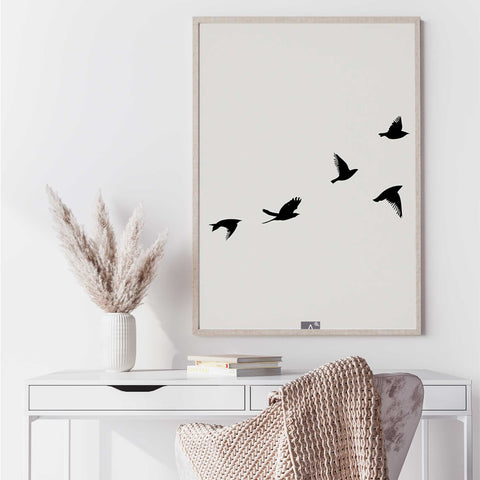 Minimalist Poster Birds Above – Artistic Canvas Wall Decor - oakposter
