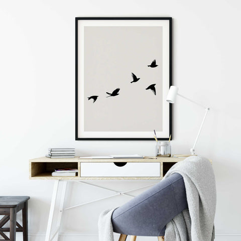 Minimalist Poster Birds Above – Artistic Canvas Wall Decor - oakposter