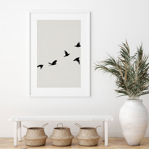 Minimalist Poster Birds Above – Artistic Canvas Wall Decor - oakposter