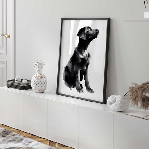 Black Labrador puppy illustration decor