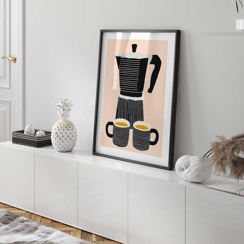 Black and beige coffee illustration