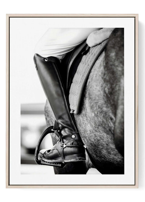 Black and white equestrian saddle print