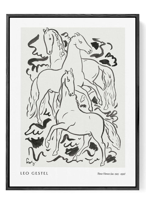 Black and white horse drawing poster