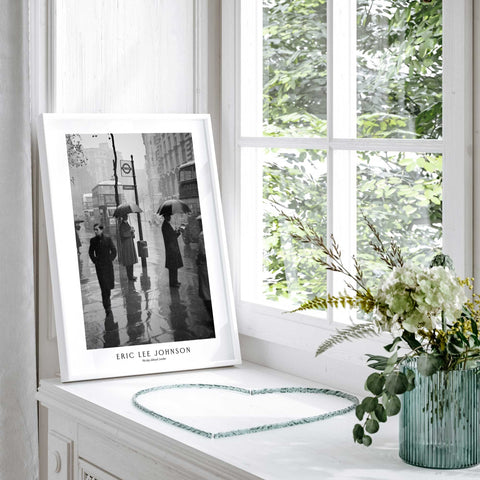 Black and white rainy city wall art