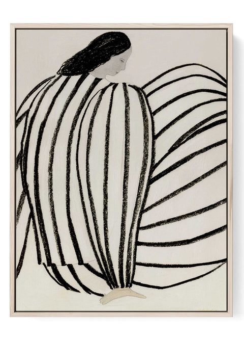 Black and white striped feminine art print