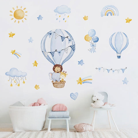 Blue Hot Air Balloon Wall Decal