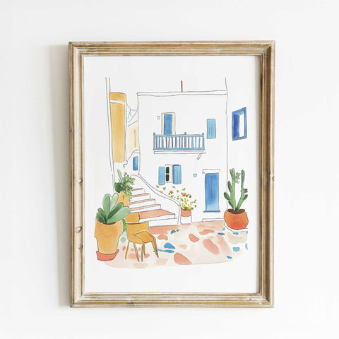 Blue Shutters & Stairs – Marbella Wall Art
