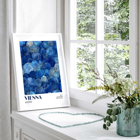 Blue abstract art print for gallery wall decor