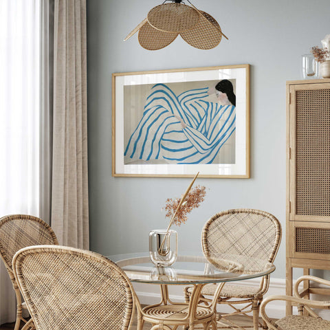 Blue and white striped illustration