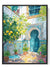 Blue arched door with tiled wall garden art