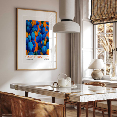 Blue cactus tropical art print Cape Town wall decor
