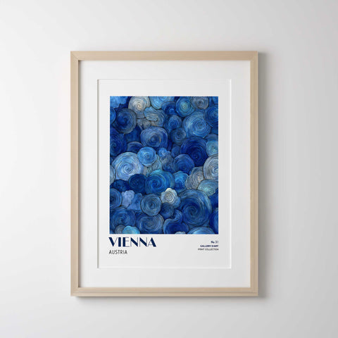 Blue swirl wall decor Vienna-inspired poster