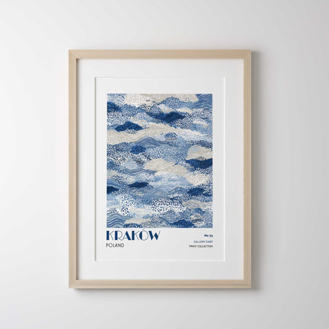 Blue wall decor abstract pattern modern art print