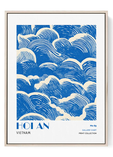 Blue wave wall decor minimal Japanese design