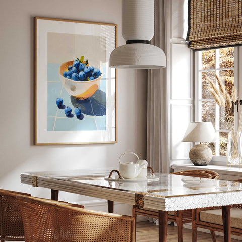 Blueberry watercolor kitchen artwork