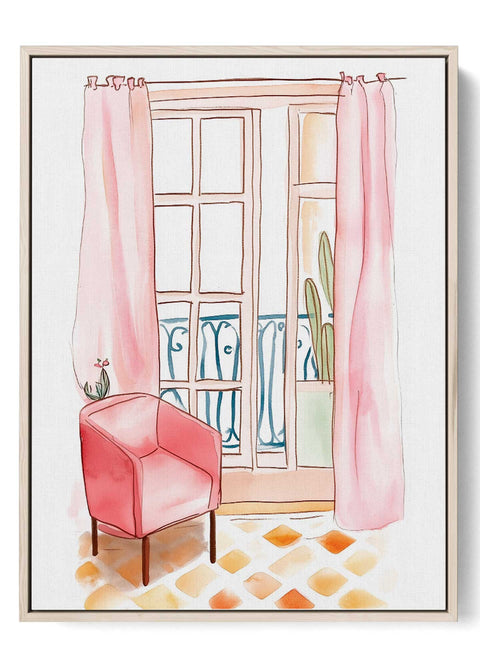 Blush pink armchair watercolor print

