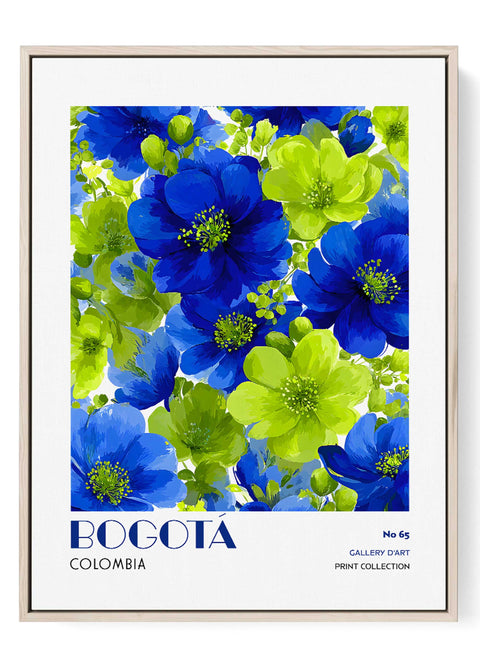Bogotá floral wall art blue and green flowers print