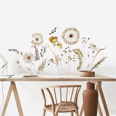 Boho watercolor pampas grass wall stickers

