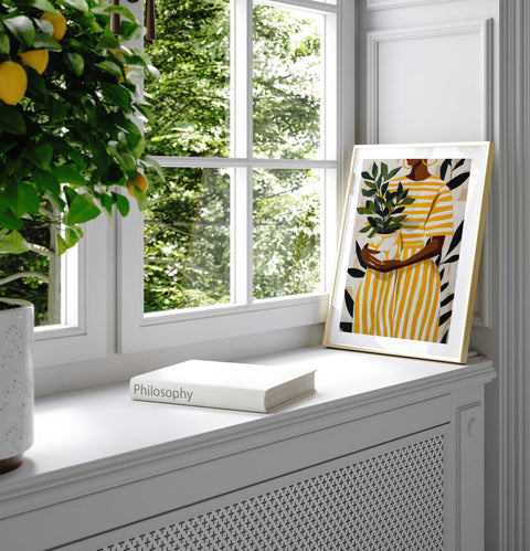 Bold and bright nature-inspired art poster for a trendy home interior.
