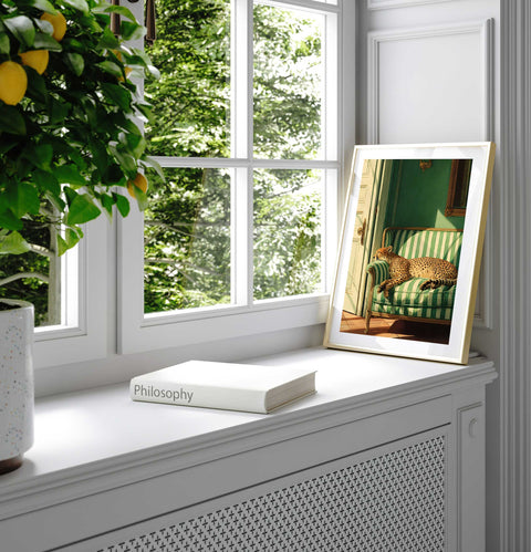 Bold and elegant wildlife art poster for a modern home or office interior.