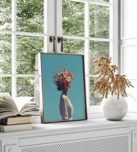 Bold and ethereal nature-inspired art poster for a colorful home interior.
