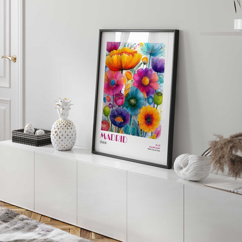 Bold and modern floral print Madrid artwork