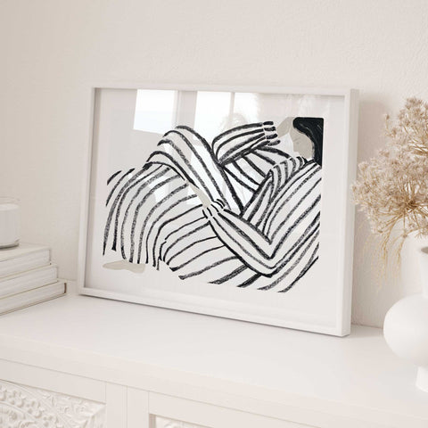 Bold black line art feminine decor