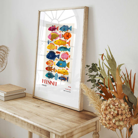 Bold fish illustration Scandinavian style