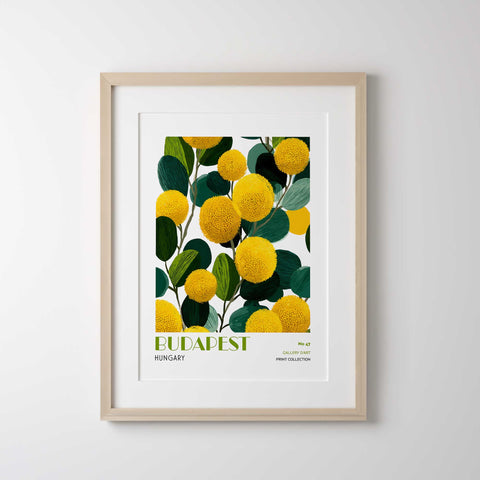 Botanical Budapest art print green leaves and blooms