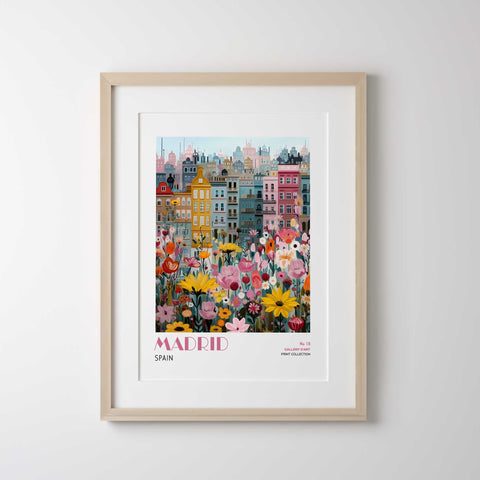 Bright city view Madrid art print